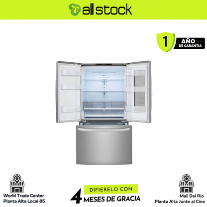 Refrigeradora LG VF29BVP — interior completo sin alimentos