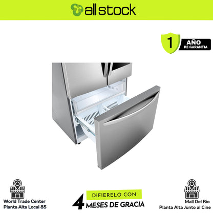 Refrigeradora LG VF29BVP — detalle del cajón congelador abierto