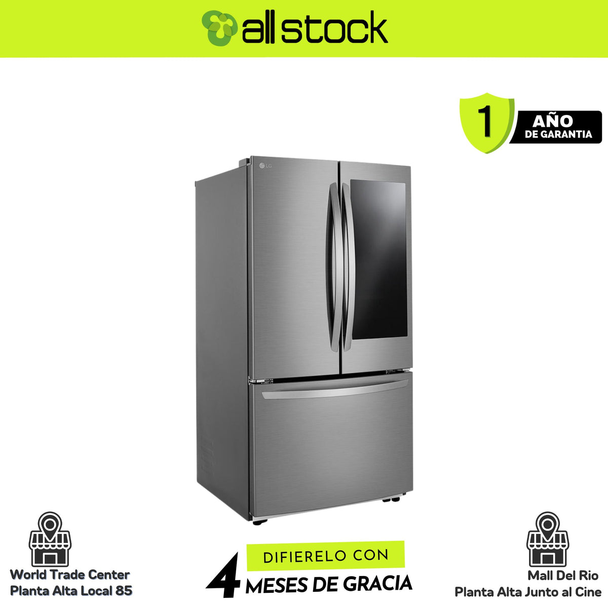 Refrigeradora LG VF29BVP — vista lateral en perspectiva