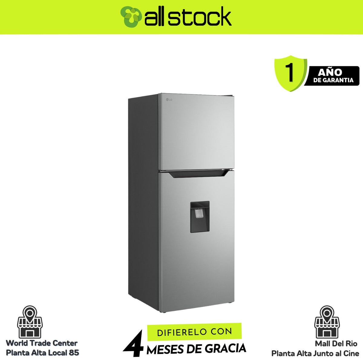 Refrigeradora LG GT29WPY — perspectiva frontal y lateral izquierdo