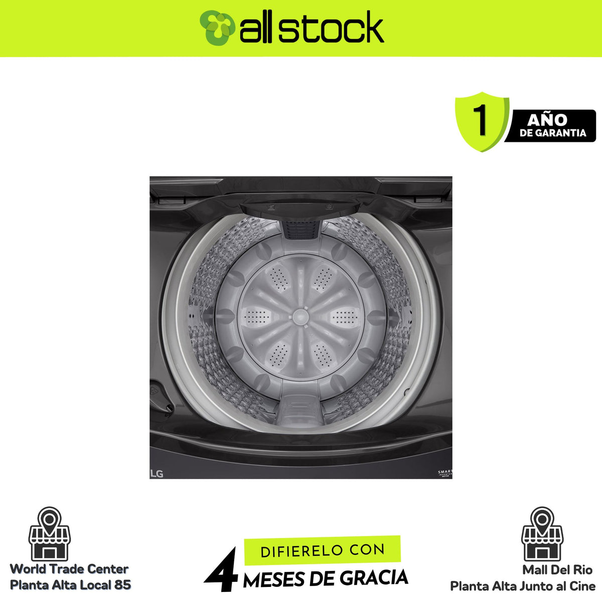 Lavadora LG WT19MVTM, vista del interior