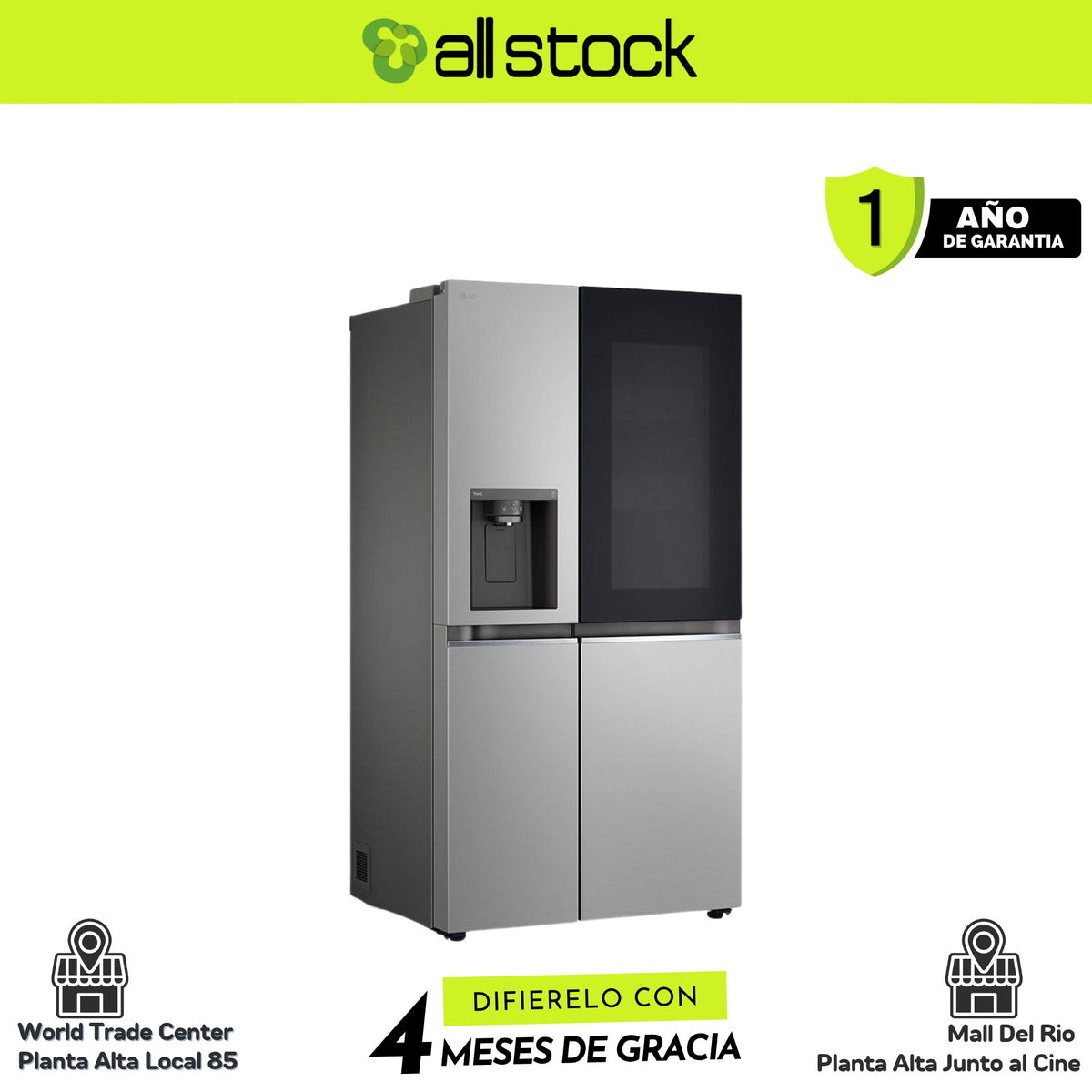Refrigeradora LG VS25GMIW — vista lateral en perspectiva