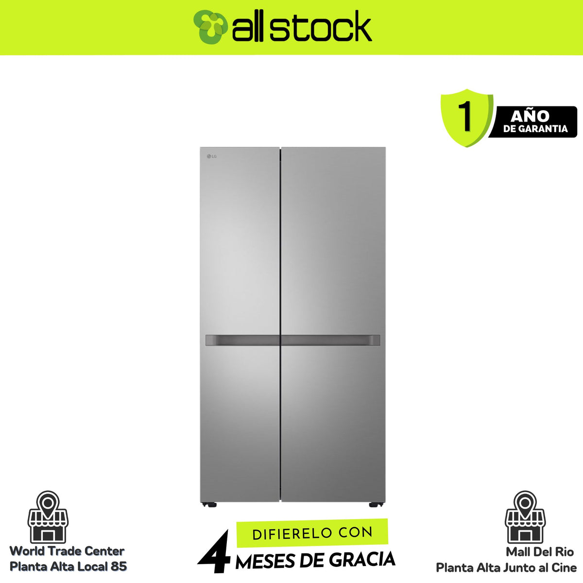 Refrigeradora LG VS25BJNK — vista frontal cerrada