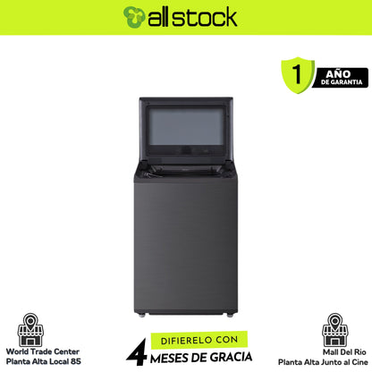 Lavadora LG WT25PBTX6, vista frontal con tapa o puerta abierta