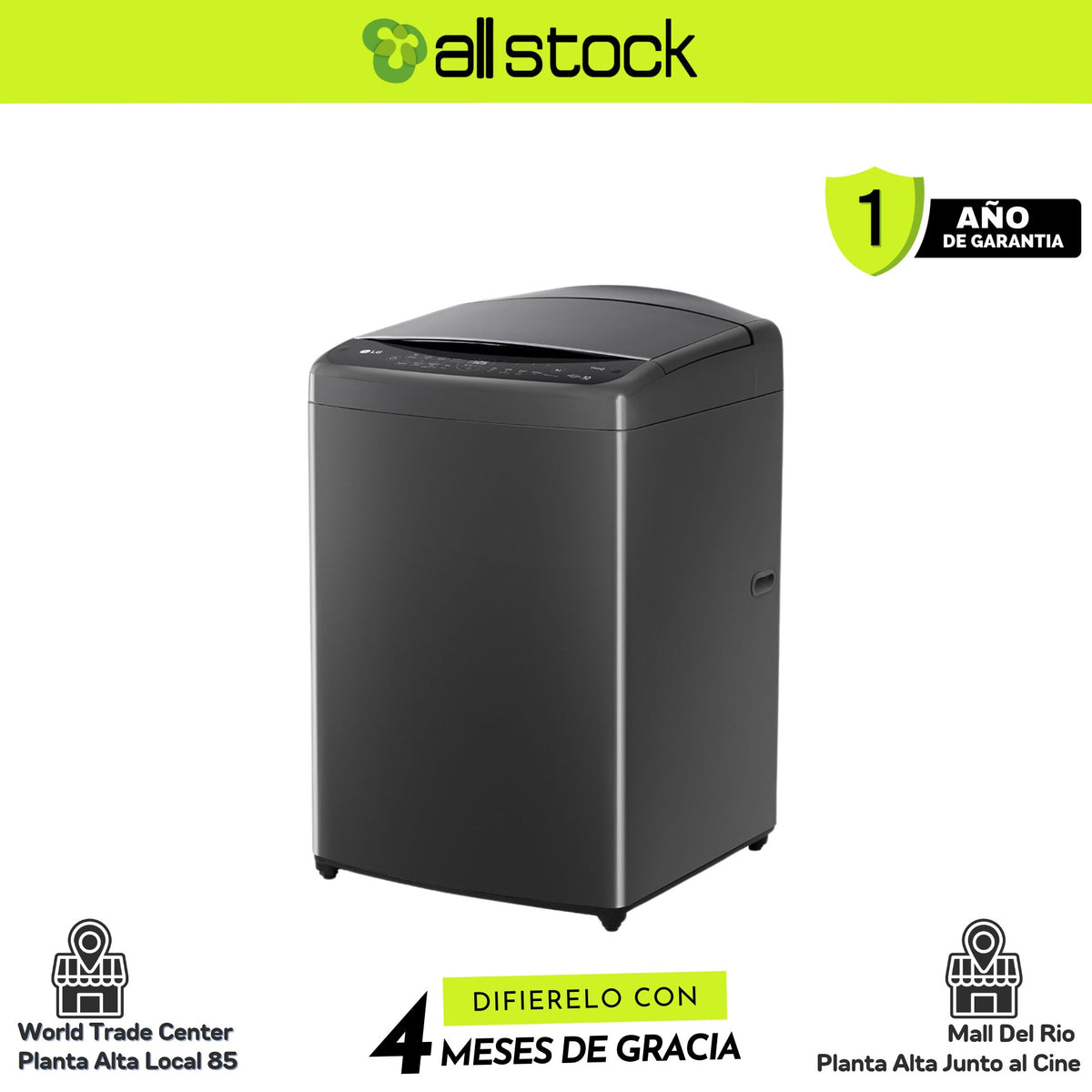 Lavadora LG WT21MV6, vista lateral en perspectiva