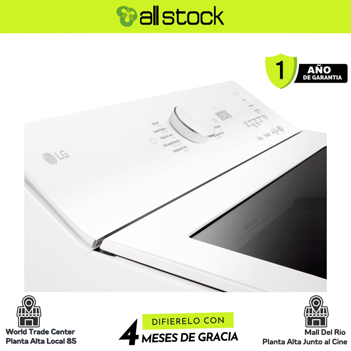 Lavadora LG WT25EWTX6, detalle del panel