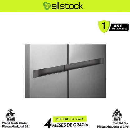 Refrigeradora LG VS25BJNK — detalle de las manijas integradas