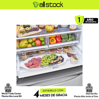 Refrigeradora LG GM78BGP — detalle de cajones y despensa