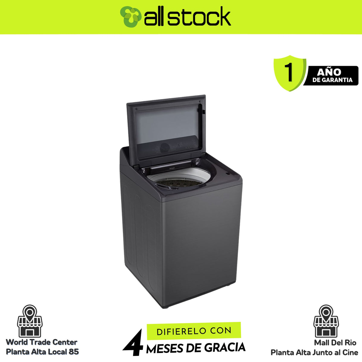 Lavadora LG WT25PBTX6, vista lateral con tapa abierta