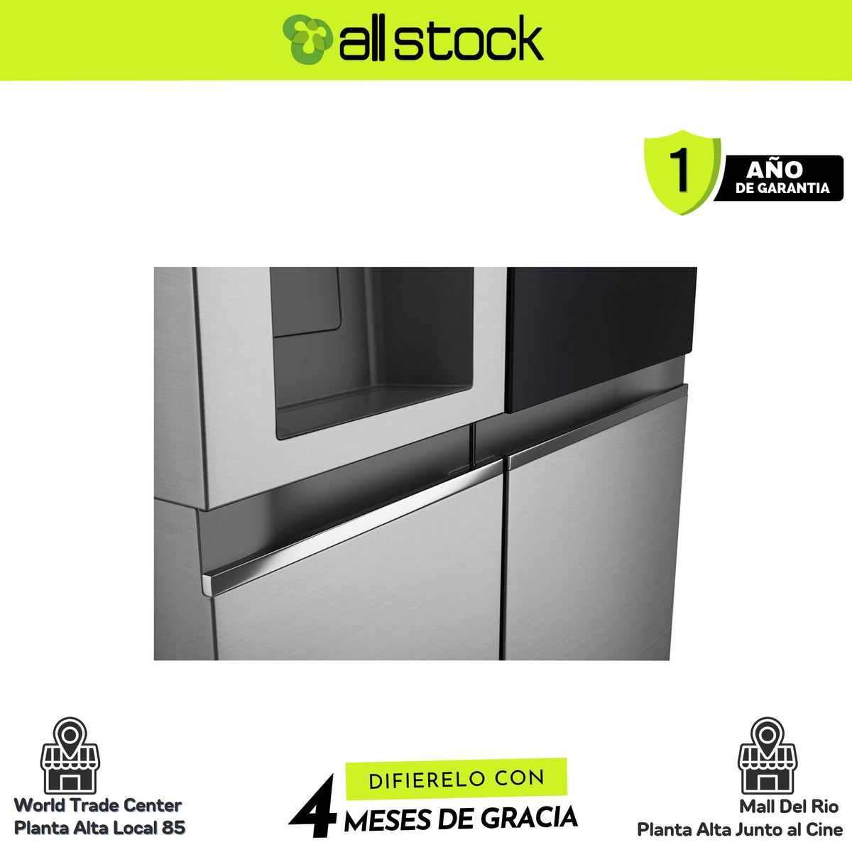 Refrigeradora LG VS25GMIW — detalle de manijas y acabado
