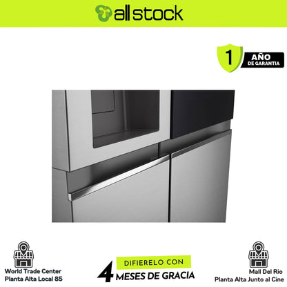 Refrigeradora LG VS25GMIW — detalle de manijas y acabado