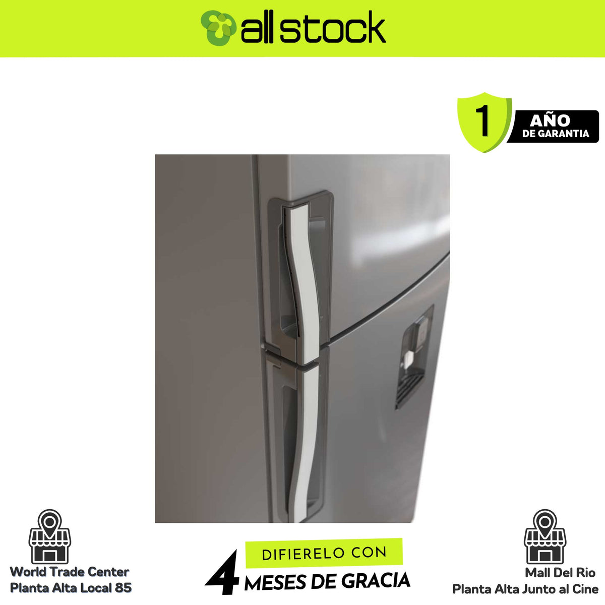Refrigeradora Whirlpool WRW25CKTWW — detalle lateral de las manijas