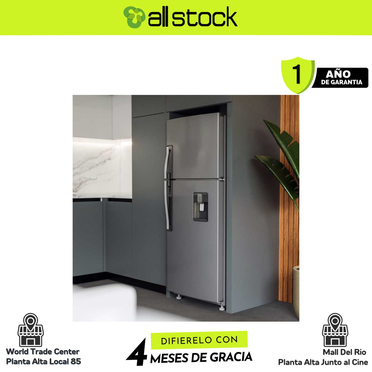 Refrigeradora Whirlpool WRW32CKTWW — vista del producto en cocina