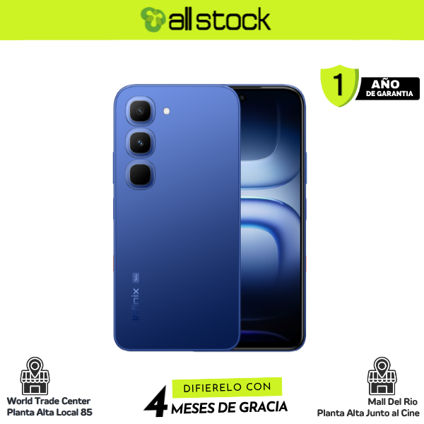 Infinix HOT 70 Pro Dive Blue, vista frontal y trasera oficial
