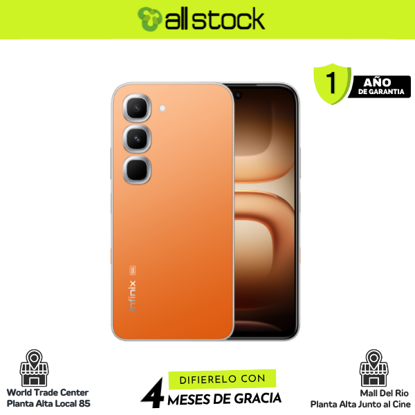 Infinix HOT 70 Pro Thermo Orange, vista frontal y trasera oficial