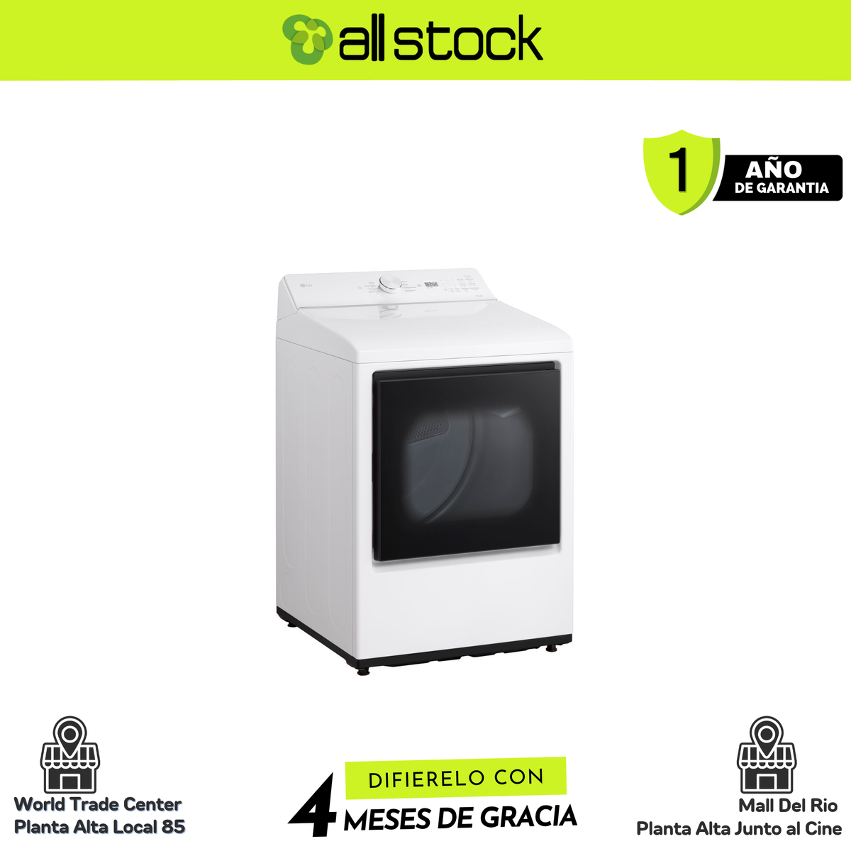 Secadora LG DT73EWTX blanca: vista lateral