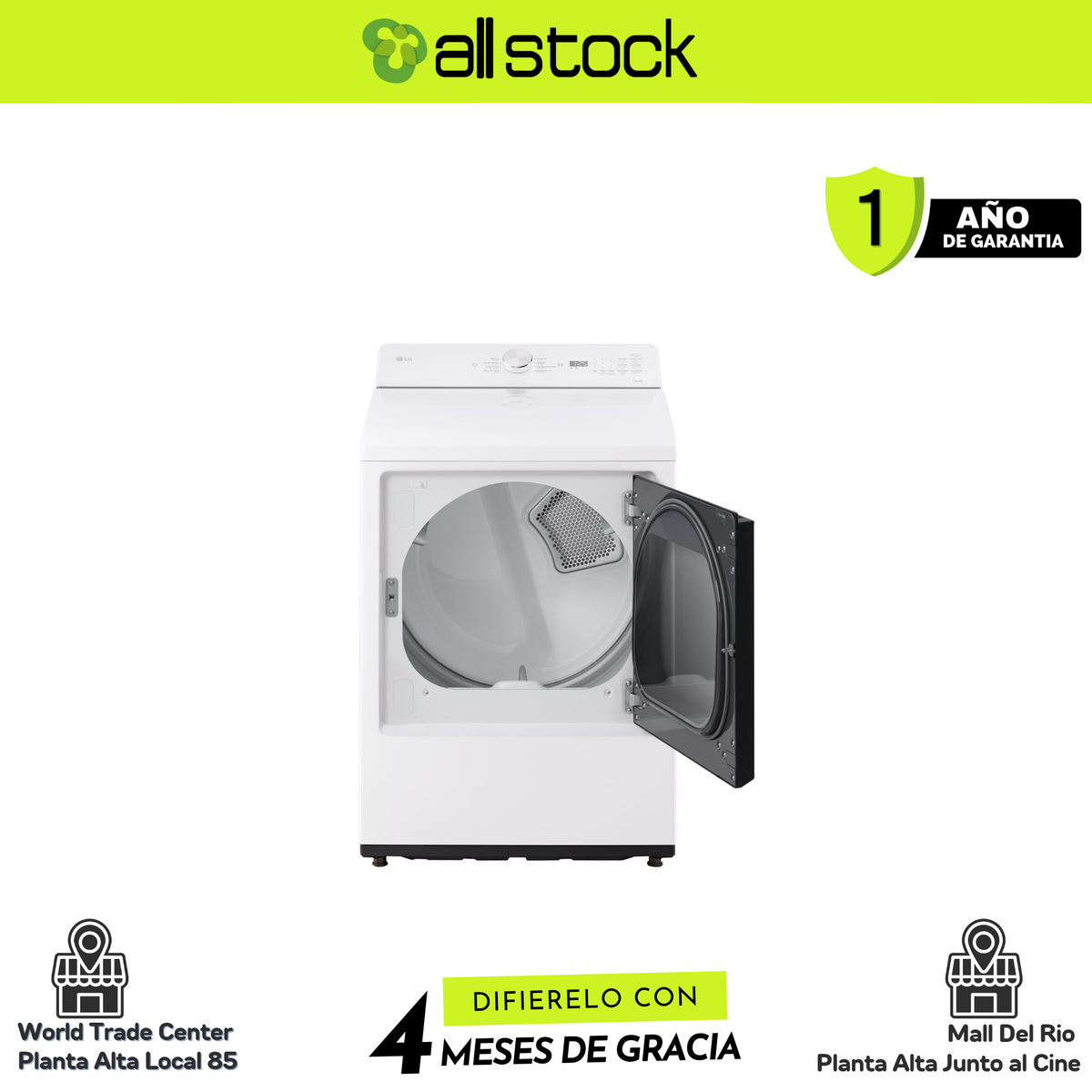 Secadora LG DT73EWTX blanca: puerta abierta