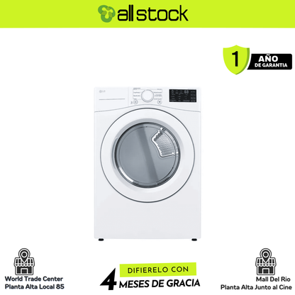 Secadora LG DT73EWTXE blanca, vista frontal; formato AllStock