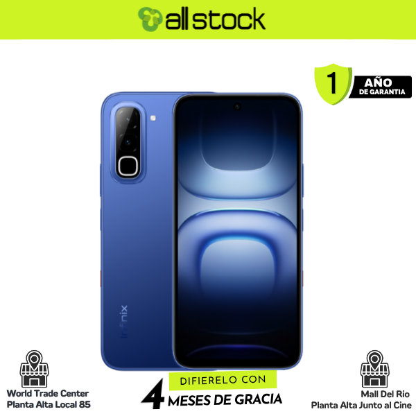 Infinix hot-70 Dive Blue — vista frontal y trasera