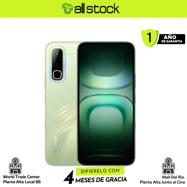 Infinix hot-70 Green Texture — vista frontal y trasera