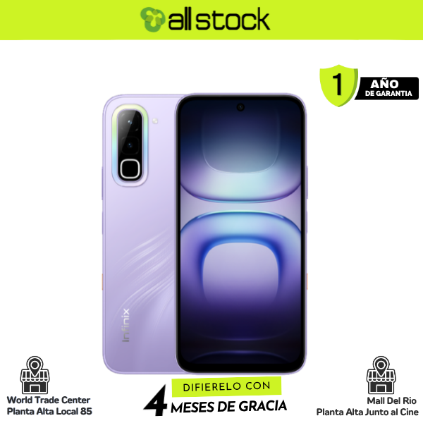 Infinix hot-70 Quiet Violet — vista frontal y trasera