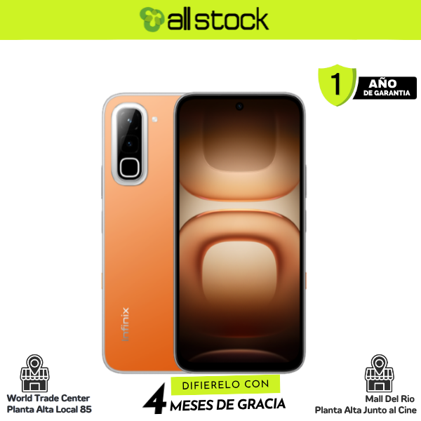 Infinix hot-70 Thermo Orange — vista frontal y trasera