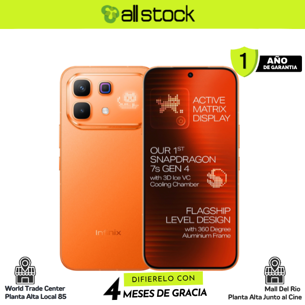 Infinix note-60-pro Solar Orange — vista frontal y trasera