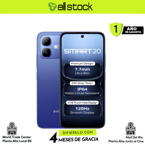 Infinix smart-20 Cloudline Blue — vista frontal y trasera